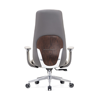 Chaise de bureau de direction à dossier haut avec panneau arrière en grain de bois, siège en cuir pivotant pour bureau à domicile