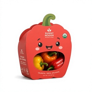 Boîte d'emballage en carton personnalisée Sunny Meadow en forme de poivron irrégulier avec visage mignon - Product Image 1
