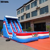 Prix d'usine, toboggan aquatique gonflable en PVC à deux voies de 18 pieds pour location de fête humide ou sèche