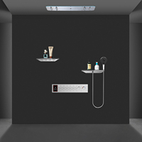 Système de douche intelligent à effet pluie et cascade pour salle de bain, avec LED au plafond 900*300 MM et mitigeur thermostatique numérique