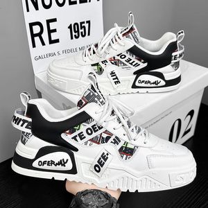 Chaussures de course respirantes à lacets épaisses tendance automne/hiver pour hommes, blanches - Product Image 2
