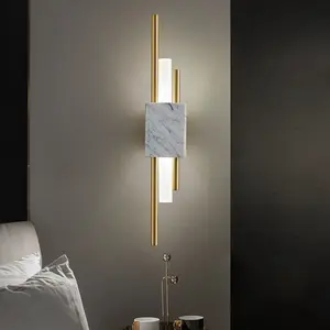 Moderne Led Acryl Gold Metal Acryl Schaduw Wandmontage Schansen Verlichting Nachtkastje Groen Marmer Wit Luxe Indoor Muur Lampen