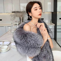 MWFur Fashion Étole en fourrure blanche d'hiver, châle de luxe en fourrure, écharpes en fourrure de renard avec queues pour femmes, étole en poils de renard