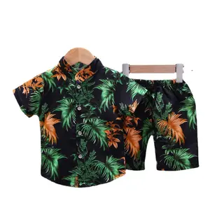 Costume d'été à manches courtes pour enfants chemise imprimée pour garçons short costume deux pièces pour garçons de 0 à 4 ans chemises d'été vente en gros