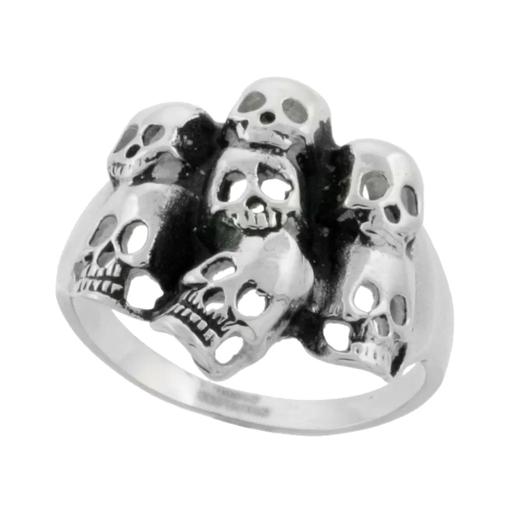 Custom Casting Jewelry Personalized Stainless Steel Skull St. James Cross Indian Chief Head Rings For Men Women