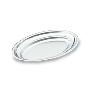 Vassoio Ovale in Acciaio Inossidabile con Finitura Satinata - Product Image 1
