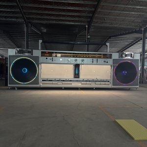 Remorque alimentaire géante de 1,5 m en acier inoxydable en forme de boombox rétro - <span class=keywords><strong>Bar</strong></span> extérieur multifonctionnel pour boissons et collations, unité tractable - Product Image 5