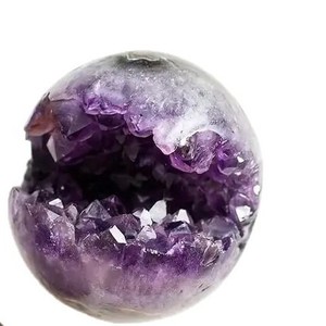 Chậu đá thạch anh tím tự nhiên chạm khắc hình mặt cười, túi tiền, kho báu, với thiết kế hang động độc đáo - Product Image 5