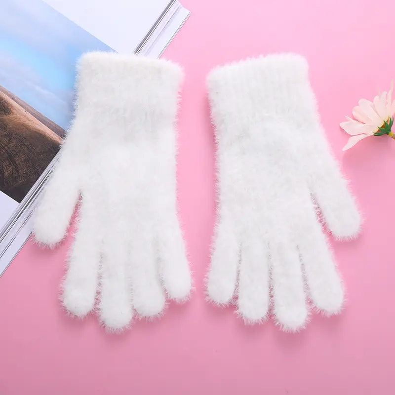 Оптовая продажа, Модные Новые Вязаные плюшевые дешевые зимние перчатки для женщин