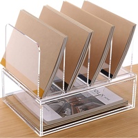 Organizadores de Escritorio, Organizador de Escritorio Acrílico con Cajón, Organización de Suministros de Oficina, Almacenamiento, Organizador de Archivos Acrílico Transparente para Escritorio