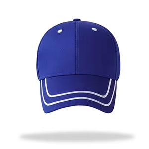 Gorra Deportiva de Poliéster Azul de 6 Paneles Personalizada al por Mayor con Borde Curvo, Gorras con Orificios Cortados con Láser, Gorra de Béisbol - Product Image 3