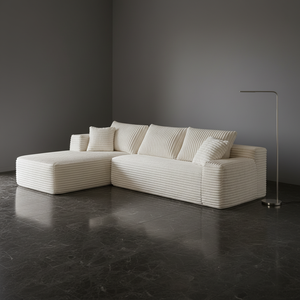 L Shape <strong>Sofa</strong> Bed Convertible Modern Rectangular Modular Chenille White 4 Seater <strong>Long</strong> <strong>Sofa</strong> <strong>Set</strong> - Product Image 4