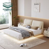Cadre de lit moderne en bois massif, plateforme de lit double, queen ou king size, mobilier de chambre à coucher en bois, base de lit OEM ODM avec tête de lit