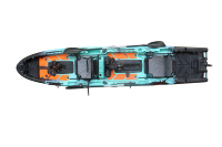 Kayak à pédales double Vicking pour 2 personnes, à assise sur le dessus, en plastique rigide modulaire, pour la pêche, avec système de propulsion à pédales, pour les lacs et les rivières, capacité de 270 kg