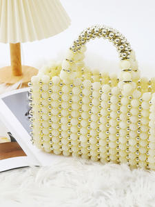 Sac à main carré imperméable en perles acryliques fabriquées à la main, motif de <span class=keywords><strong>tissage</strong></span> complexe, élégance intemporelle, vente directe d'usine - Product Image 4