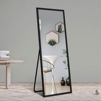 Miroir sur pied pleine longueur en verre argenté haute définition, style rétro nordique tendance, meuble de salon personnalisé