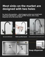 Robinet de cuisine moderne 3 voies en acier inoxydable 304 à poser sur comptoir, avec filtre à eau chaude et froide, mélangeur d'eau purifiée