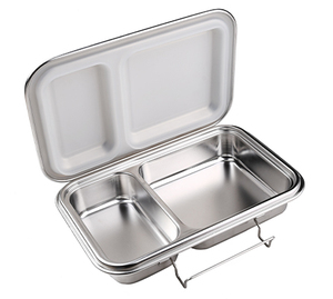 Aohea Microwave Safe Bento Box Adult Or Kids 2 Compartment Food Container Divided Rectangle Stainless Steel Lunch box