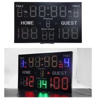 Papan Skor Digital Elektronik Portabel dengan Tampilan Nama Pemain Kustom untuk Bola Basket dan Sepak Bola, Dilengkapi Jam Tembakan 24 Detik