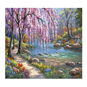 Diy pintura al óleo por números tierra de belleza idílica CUADRO DE ARTE pintado a mano estudio en casa decoración de pared pintura de paisaje - Product Image 1