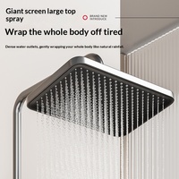 Robinet de douche de luxe en acier inoxydable avec affichage numérique, système de douche mural, pommeau de douche effet pluie, thermostat intelligent