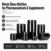 Bouteille en verre à large ouverture anti-UV de 5, 10, 15, 20, 30, 50, 100, 150, 200, 250, 300, 400, 500, 1000 ml, pot en verre noir anti-UV