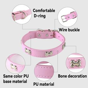 Collares de Cuero PU para Perros Pequeños, Medianos y Grandes, Collar Ajustable y Suave para Cachorros con Hebilla de Aleación, Collar Clásico Impermeable para Mascotas - Product Image 3