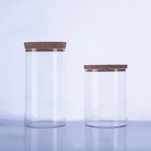 Bocaux en verre de cuisine à haute teneur en borosilicate avec couvercle en bois hermétique