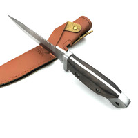 Couteau de camping multifonctionnel dentelé et droit Couteau de chasse pratique pour la pêche en plein air à lame fixe
