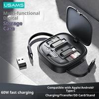 Câble de données multifonctionnel 3-en-1 avec boîte de rangement, USB vers Type-C pour iPhone, adaptateur de charge rapide 60W