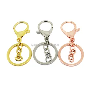 35mm large lobster clasp clip key ring keychain split ring with 1.4*4 links O chain