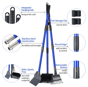 Pet Pooper <span class=keywords><strong>Scooper</strong></span> ayarlanabilir uzun saplı kaka <span class=keywords><strong>Scooper</strong></span> ile köpekler için <span class=keywords><strong>Metal</strong></span> tepsi, tırmık ve kürek, ağır köpek kaka <span class=keywords><strong>Scooper</strong></span> - Product Image 3