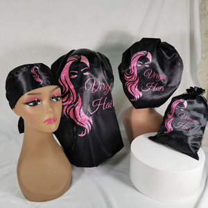 Chapeaux de nuit en soie pour femmes, couvre-chef double couche, bonnet de douche personnalisé, bonnet de sommeil réglable en satin de soie - Product Image 6