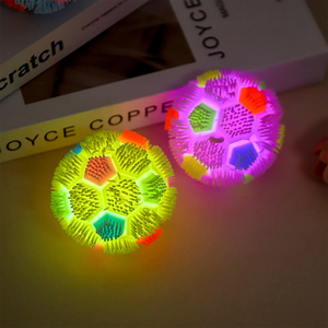 Nuevo diseño TPR Football LED Light up Squishy Flashing Soft Puffer Squeeze Stress Ball Toy para niños Anti-Stress - Product Image 4