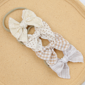 Bébé fille personnalisé artisanat Mini <span class=keywords><strong>Fable</strong></span> arcs bandeau enfant en bas âge filles doux fleur broderie coton élastique Nylon bandeau de cheveux - Product Image 3