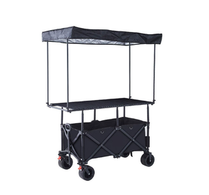 Katlanabilir Tenteli ve Güneşlikli El Arabası, Kamp Arabası, Yiyecek Tezgahı Arabası - Product Image 1