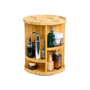 Bamboo Multi Layer Cosmetic Storage Rack Round <b>Rotating</b> <b>Desk</b> Organizer For Skincare Makeup Products - Product Image 1