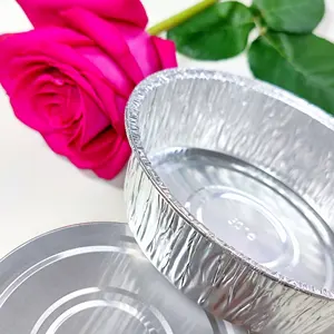 150*44mm 6*1.7" 600ml Round Disposable Large Aluminum Foil Container Cake Plate Heat Sealing Takeaway Bowl Household Bowl