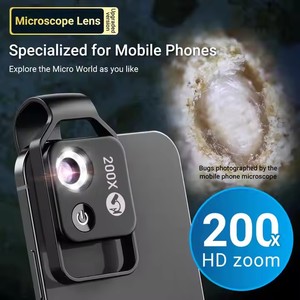 Microscope HD <span class=keywords><strong>200x</strong></span>, mini objectif de grossissement pour téléphone portable avec LED CPL noir et blanc - Product Image 4