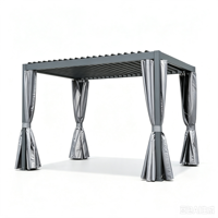Pergola à lames orientables en aluminium thermolaqué, toit rigide imperméable, abri solaire pour jardin