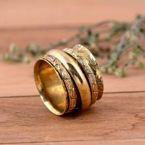 Anillo Giratorio Unisex con Bisel de Latón Chapado en Oro de 14K, Hecho a Mano, Moderno - Product Image 5