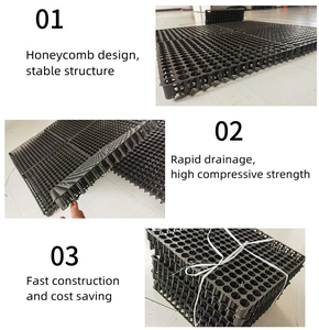 Pannello di drenaggio in plastica HDPE nero 500x500 sottoporla piastra di drenaggio per giardino pensile per piantare serbatoio Garage prato abbellito piano di calpestio - Product Image 4