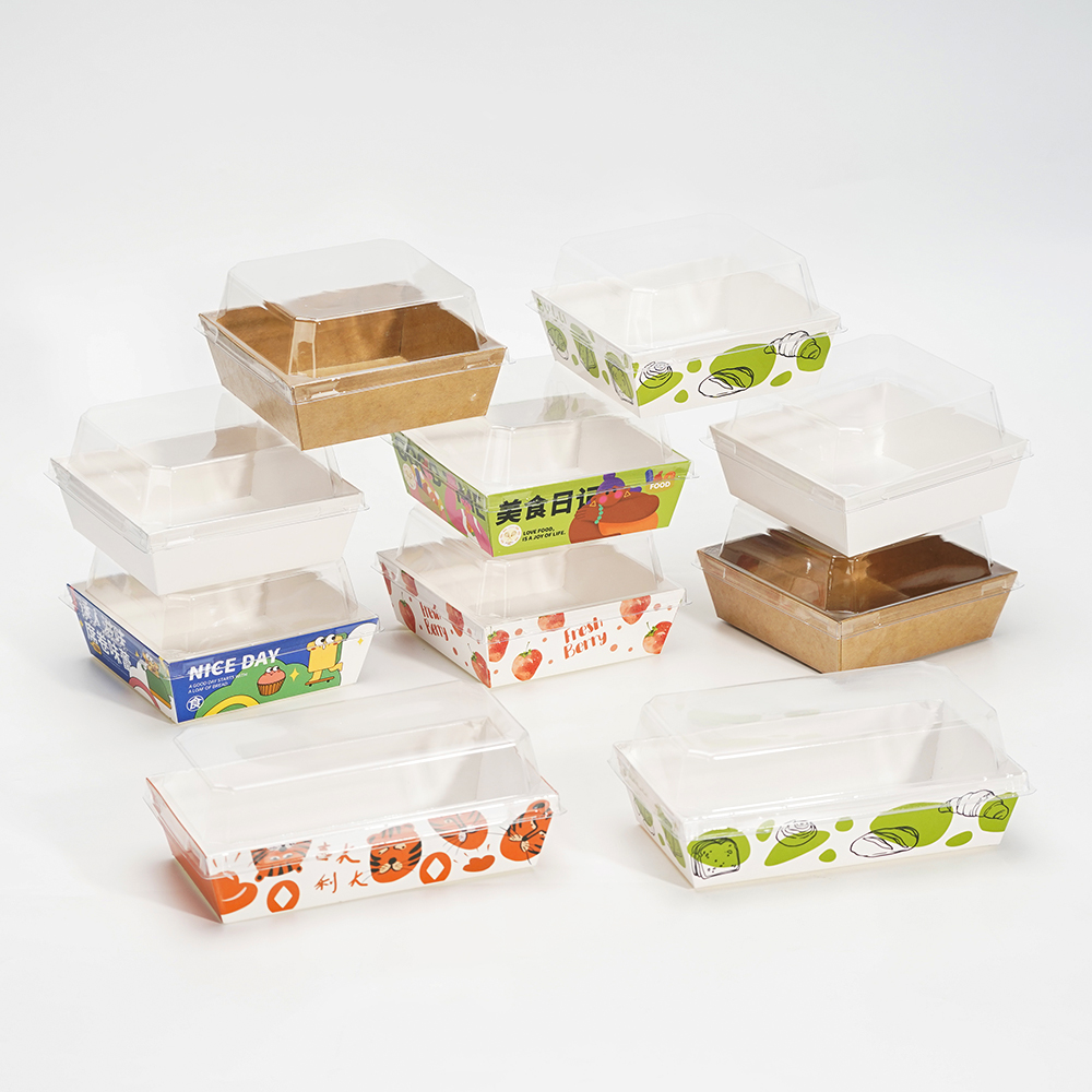 1000pcs MOQ New Food Grade Brown Kraft Paper Boat Shape Tray Box Print Your logo Disposable Snack Box Paper Bowl Dessert Plate
