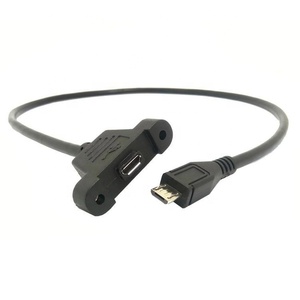 Cable de Extensión <span class=keywords><strong>Micro</strong></span>-<span class=keywords><strong>USB</strong></span> 5 Pines <span class=keywords><strong>USB</strong></span> 2.0 Macho a <span class=keywords><strong>Micro</strong></span> <span class=keywords><strong>USB</strong></span> 2.0 Hembra de <span class=keywords><strong>30cm</strong></span> 50cm con Tornillos y Orificio para Montaje en Panel - Product Image 3