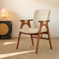 Chaise de salle à manger Youshu en bois de frêne, style médiéval et nouveau chinois, avec système tout-en-un à tenons et mortaises, revêtement en tissu, pour usage domestique et hôtelier