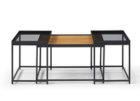 Table basse carrée moderne avec pieds en acier et peinture noire, meubles de salon haut de gamme