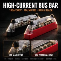 DAMAVO 275A Barre omnibus en cuivre étamé, bloc de distribution d'alimentation, bornes M4/M6/M8 pour câbles 1-5 AWG, pour systèmes de batteries CC 12V-48V