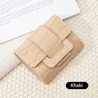 ALW0016 Damen Mini-Handtasche aus PU-Leder mit Krokodilmuster, praktische kurze Geldbörse, Kartenetui, Geldklammer, schlankes Design mit Knopf
