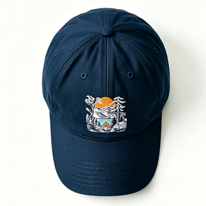 Gorra de Béisbol de 6 Paneles de Algodón con Bordado de Paisaje de Camping, Gorra de Sol Ligera y Transpirable para Senderismo, Correr y Deportes al Aire Libre - Product Image 4