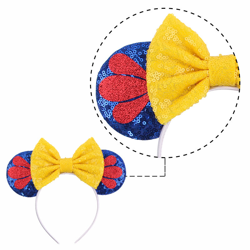 2026 New Animal Paradise Plastic Sequin Glitter Mouse Ear Children's Set Headband with Custom Bow Hair Accessory